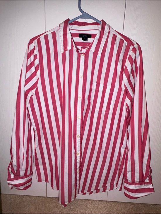 J. Crew Tops - J. Crew Red and White Striped Button-Down Shirt